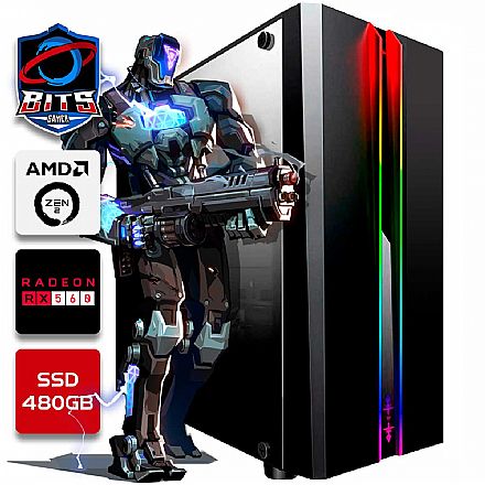 Computador Gamer - PC Gamer Bits 2023 - AMD 4700S, 16GB GDDR6, SSD 480GB, Video Radeon RX 560