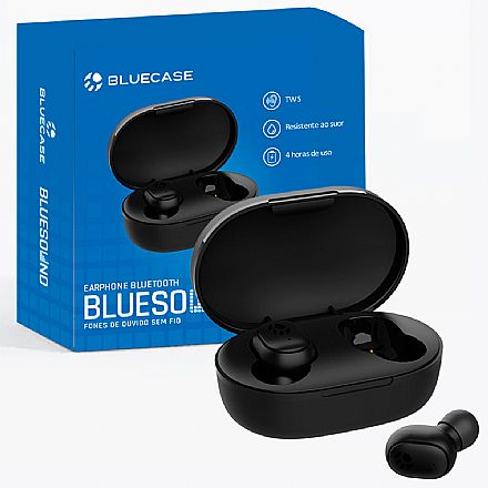 Fone de Ouvido - Fone de Ouvido Bluetooth Earbuds Bluecase Bluesound BTS01 - Microfone - Case Carregador