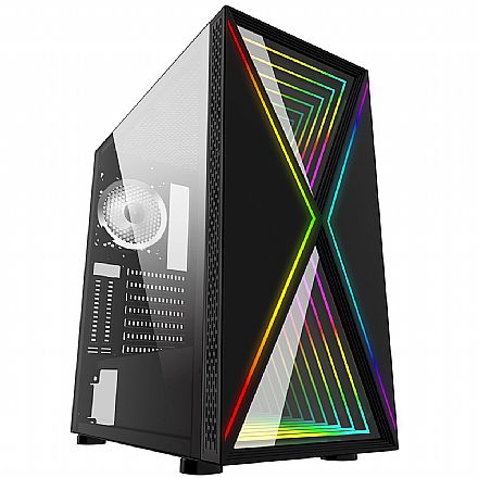 Gabinete - Gabinete Gamer Bluecase Pulse Advanced BG-035 - Lateral em Vidro - Frontal RGB - USB 3.0