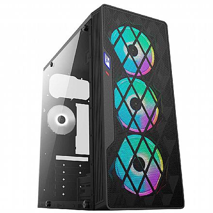 Gabinete - Gabinete Gamer Bluecase BG-037 - Lateral em Vidro - USB 3.0