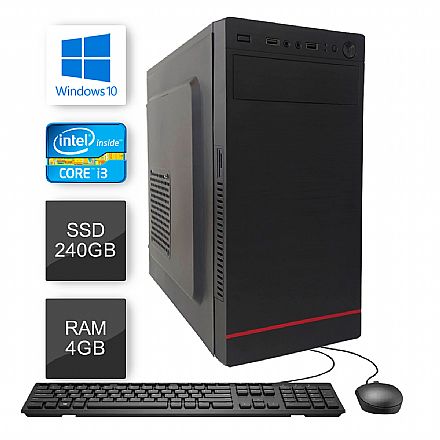 Computador - Computador Bits WorkHard - Intel i3, 4GB, SSD 240GB, Kit Teclado e Mouse, Windows 10 Home - 2 Anos de garantia