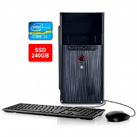 Computador - Computador Bits WorkHard - Intel i3, 8GB, SSD 240GB, Kit Teclado e Mouse, Windows 10 Home - 2 Anos de garantia