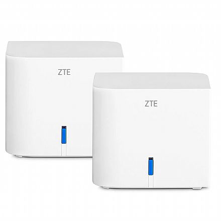 Roteador, Repetidor & Acess Point - Roteador Wi-Fi ZTE ZT196-2 AC1200 - Kit 2 unidades - Gigabit - NetSphere™ EasyMesh - Beamforming - MU-MIMO - Space Series