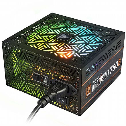 Fonte - Fonte 750W Gamdias Kratos - PFC Ativo - Eficiência 82% - 80 PLUS® Bronze - RGB - M1-750B