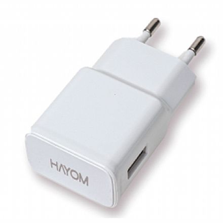 Carregadores - Carregador de Parede USB - Hayom CR1201 - USB de 2.1A - Branco - 121001