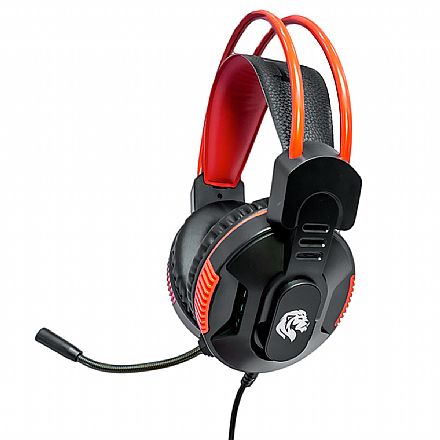 Fone de Ouvido - Headset Gamer Hayom HF2207 - Microfone - LED - Conector P2 e USB para energia - Preto e Laranja - 221007