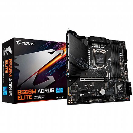 Placa Mãe para Intel - Gigabyte Aorus Elite B560M (LGA 1200 - DDR4 5333 O.C) - Chipset Intel B560 - USB 3.2 - Slot M.2