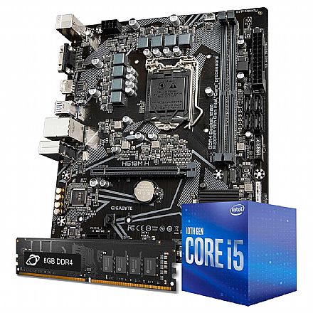 Kit Upgrade - Kit Upgrade Processador Intel® Core™ i5 10400F + Placa Mãe Gigabyte H510M-H + Memória 8GB DDR4