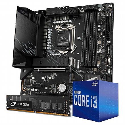 Kit Upgrade - Kit Upgrade Processador Intel® Core™ i3 10100F + Placa Mãe Gigabyte B560M AORUS ELITE + Memória 8GB DDR4