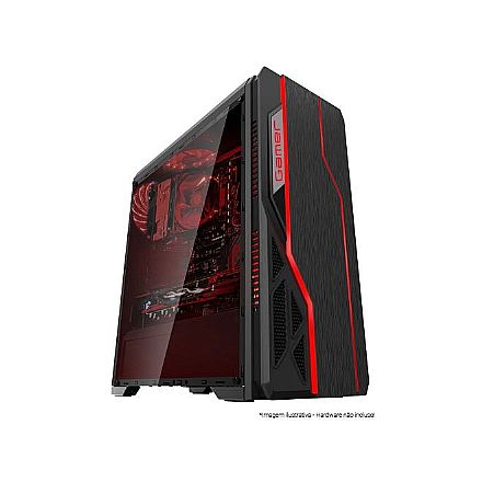 Gabinete - Gabinete Gamer Bluecase BG-009 - USB 3.0 - Janela Lateral em Acrílico - Painel Frontal com LED RGB - Liquidação peça com pequenas avarias