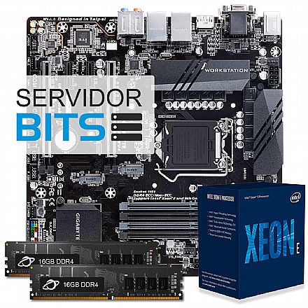 Servidor - Kit Upgrade Servidor - Processador Intel® Xeon® E-2176G + Placa Mãe Gigabyte C246M-WU4 Server + Memória 32GB DDR4 (2x 16GB)