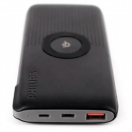 Carregadores - Power Bank Carregador Portátil Philips DLP6645CB/97 - Qi - USB Quick Charge e USB-C - 10000mAh