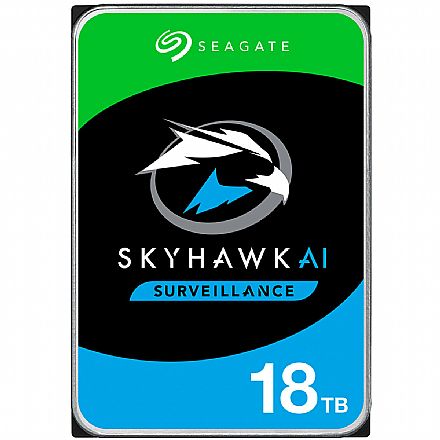 HD (Disco Rígido) - HD 18TB SATA - 7200RPM - 256MB Cache - Seagate SkyHawk AI Surveillance - ST18000VE002 - Ideal para Vigilância