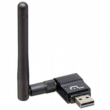 Placas e Adaptadores de rede - USB Adaptador Wi-Fi Multilaser RE034 - 150Mbps - Antena 3dBi - MU-MIMO