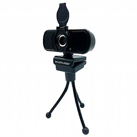 Webcam e Videoconferência - Web Câmera Multilaser WC055 - Vídeochamadas em Full HD 1080p - com Microfone - Tripé - Cancelamento de Ruído
