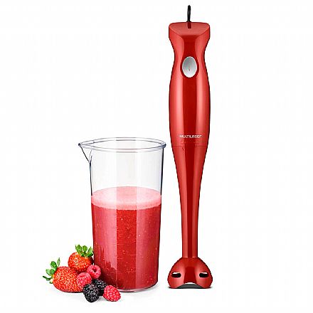 Eletroportáteis - Mixer de Alimentos Gourmet Multilaser FP011 - 127V - 200W - Lâmina de Aço Inoxidável - Copo 500ml - Vermelho