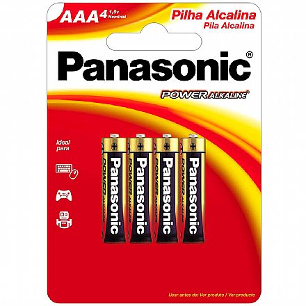 Bateria & Pilhas - Pilha Alcalina AAA Panasonic - 4 unidades - LR03XAB/4B