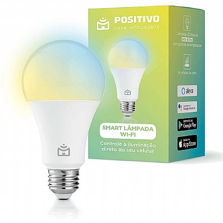 Iluminação & Elétricos - Lâmpada Inteligente RGB - Wi-Fi - Bivolt - 9W - Soquete E27 - Compativel com Alexa e Google Assistente - Positivo PLW91