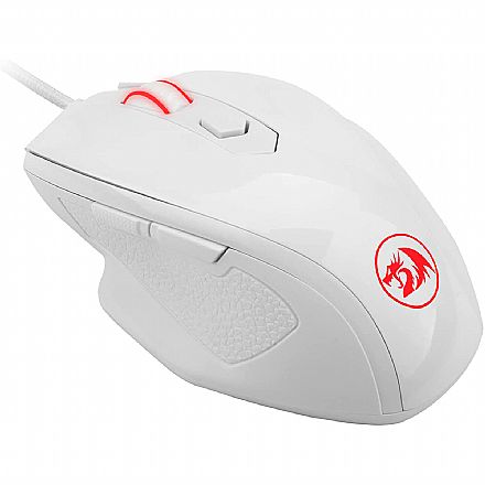 Mouse - Mouse Gamer Redragon Tiger 2 - 3200dpi - 8 Botões Programáveis - LED Vermelho - Lunar White - M709W