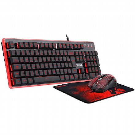 Kit Teclado e Mouse - Kit Gamer Redragon S107 - Teclado + Mouse + Mousepad