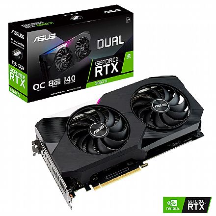 Placa de Vídeo - GeForce RTX 3060 Ti 8GB GDDR6 256bits - Asus Dual OC - DUAL-RTX3060TI-O8G-V2