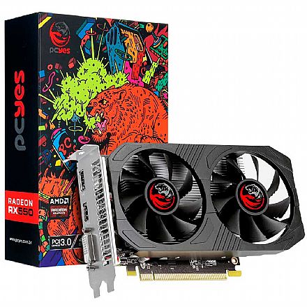 Placa de Vídeo - AMD Radeon RX 550 4GB GDDR5 128bits - PCYes Dual Fan PAXRX550DR5DF