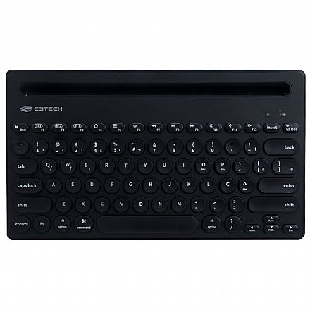 Teclado - Teclado sem Fio C3Tech K-BT200BK - Padrão TKL PT/BR - Bluetooth - Multi-Device - Para Tablet, Celular e PC