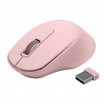 Mouse - Mouse sem Fio C3Tech M-BT200PK - 2.4GHz - 1600dpi - Rosa