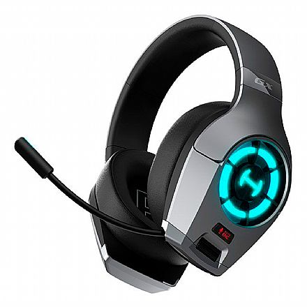 Fone de Ouvido - Headset Gamer Edifier Hi-Res Hecate GX - Microfone Retrátil - Conector P2 e USB-C - LED RGB - Cinza Escuro