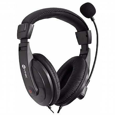 Fone de Ouvido - Headset Vinik Go Play FM35 - Microfone e Controle de Volume - Preto - 20202