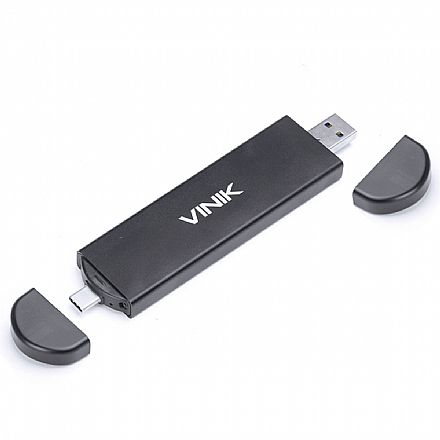 Storage / Case / Dockstation - Case para SSD M.2 SATA - Conexão Dupla - USB / USB-C - Vinik CSM2-USBAC