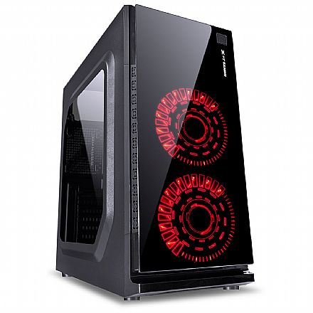 Gabinete - Gabinete Gamer Vinik Vx Crater - USB 3.0 - LED Vermelho - Janela lateral em Acrílico - Preto - 29834