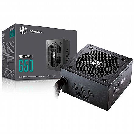 Fonte - Fonte 650W Cooler Master MW - Semi-Modular - PFC Ativo - Eficiência 85% - 80 PLUS® Bronze - MPX-6501-AMAAB-WO