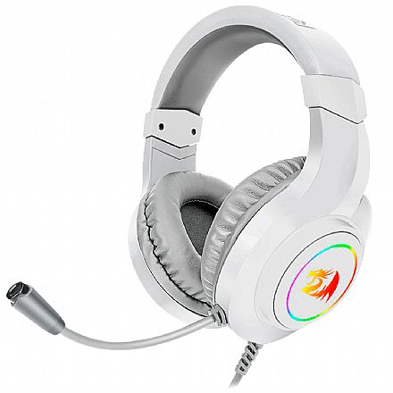 Fone de Ouvido - Headset Gamer Redragon Hylas H260-W - Microfone - RGB - Lunar White