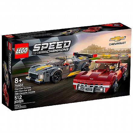 Brinquedo - LEGO Speed Champions - Chevrolet Corvette C8.R Race Car e 1968 Chevrolet Corvette - 76903
