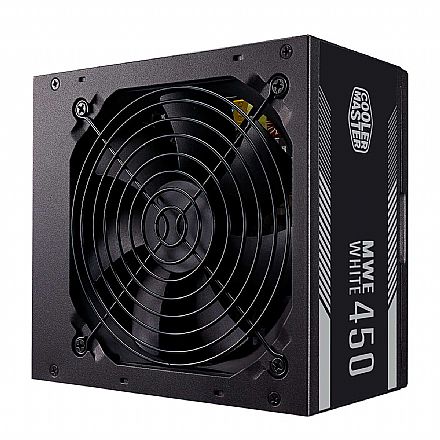 Fonte - Fonte 450W Cooler Master MWE - PFC Ativo - Eficiência 80% - 80 PLUS® White - MPE-4501-ACAAW-BR