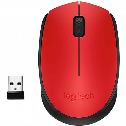 Mouse - Mouse sem Fio Logitech M170 - 2.4GHz - 1000dpi - Vermelho - 910-004941