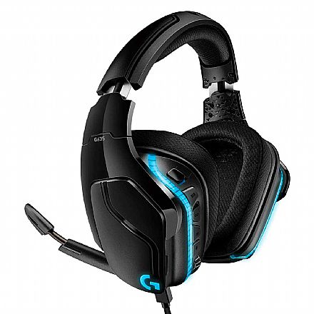 Fone de Ouvido - Headset Gamer Logitech G635 LightSync 7.1 Surround - G HUB - Drivers 50mm - DTS - Conector USB e P2 - 981-000748