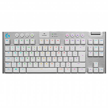 Teclado - Teclado Mecânico Gamer Logitech G915 TKL - Bluetooth e USB - G HUB - RGB - Switch GL Tactile - Branco - 920-009660