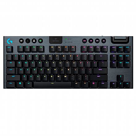 Teclado - Teclado Mecânico Gamer Logitech G915 TKL - Bluetooth e USB - G HUB- RGB - Switch GL Tactile - Preto - 920-009495