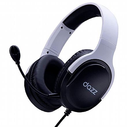 Fone de Ouvido - Headset Gamer Dazz HR6148 2.0 - com Controle de Volume e Microfone - Drivers 40mm - Preto e Branco - 62000102