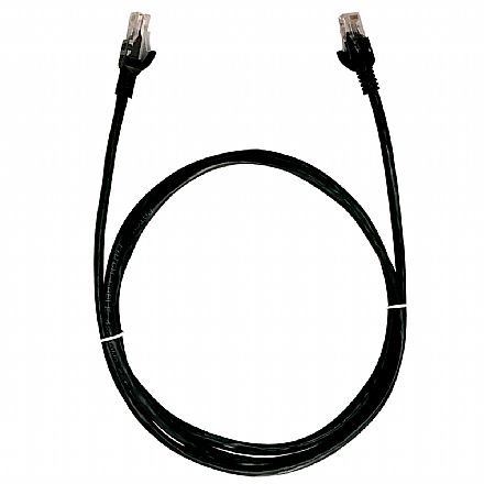 Cabo de rede - Cabo de Rede UTP (Patch Cord) RJ45 Cat 5e - 2.5 metros - Preto - Plus Cable PC-ETHU25BK