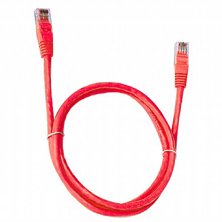 Cabo de rede - Cabo de Rede UTP (Patch Cord) RJ45 Cat 5e - 2.5 metros - Vermelho - Plus Cable PC-ETHU25RD