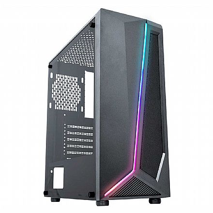 Gabinete - Gabinete Gamer K-Mex Hawk - Lateral em Vidro Temperado - LED RGB - CG-38TJ