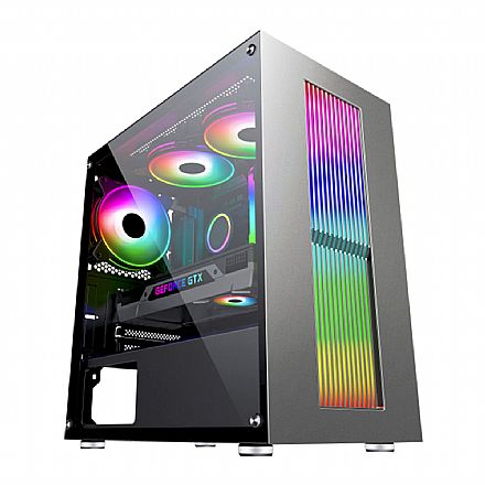 Gabinete - Gabinete Gamer K-Mex Bifrost 4 - Lateral em Vidro Temperado - LED RGB