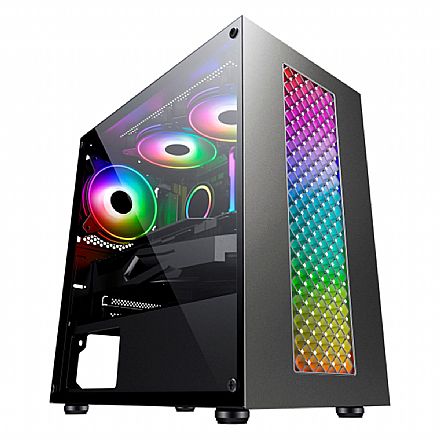 Gabinete - Gabinete Gamer K-Mex Bifrost 3 - Lateral em Vidro Temperado - LED RGB