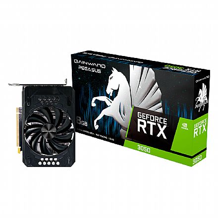 Placa de Vídeo - GeForce RTX 3050 8GB GDDR6 128bits - Pegasus Series - Gainward NE63050019P1-190AE - Selo LHR