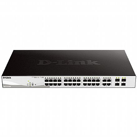 Rede Switch - Switch 28 Portas D-Link DGS-1210-28P - Gerenciável - Gigabit - 24 portas PoE + 4 portas SFP