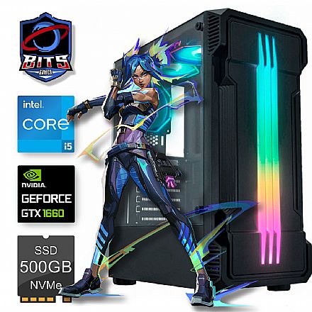 Computador Gamer - PC Gamer Bits 2024 - Intel i5 14400F, 16GB, SSD 500GB, Vídeo GeForce GTX 1660