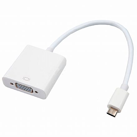 Cabo & Adaptador - Adaptador Conversor USB-C para VGA - 15cm - Branco